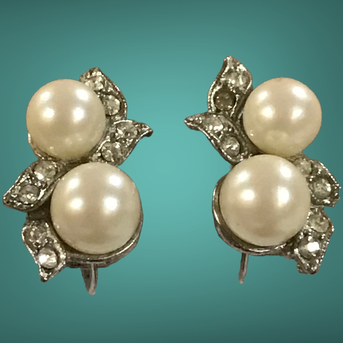vintage patent Pearl clip on earrings | eBay display picture 1
