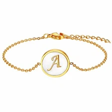 Women Girls 26 Initial Letter A-Z Alphabet Charm Bracelet Bangle Jewelry Gifts