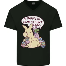T-Rex Egg Hunt Mens V-Neck Cotton T-Shirt