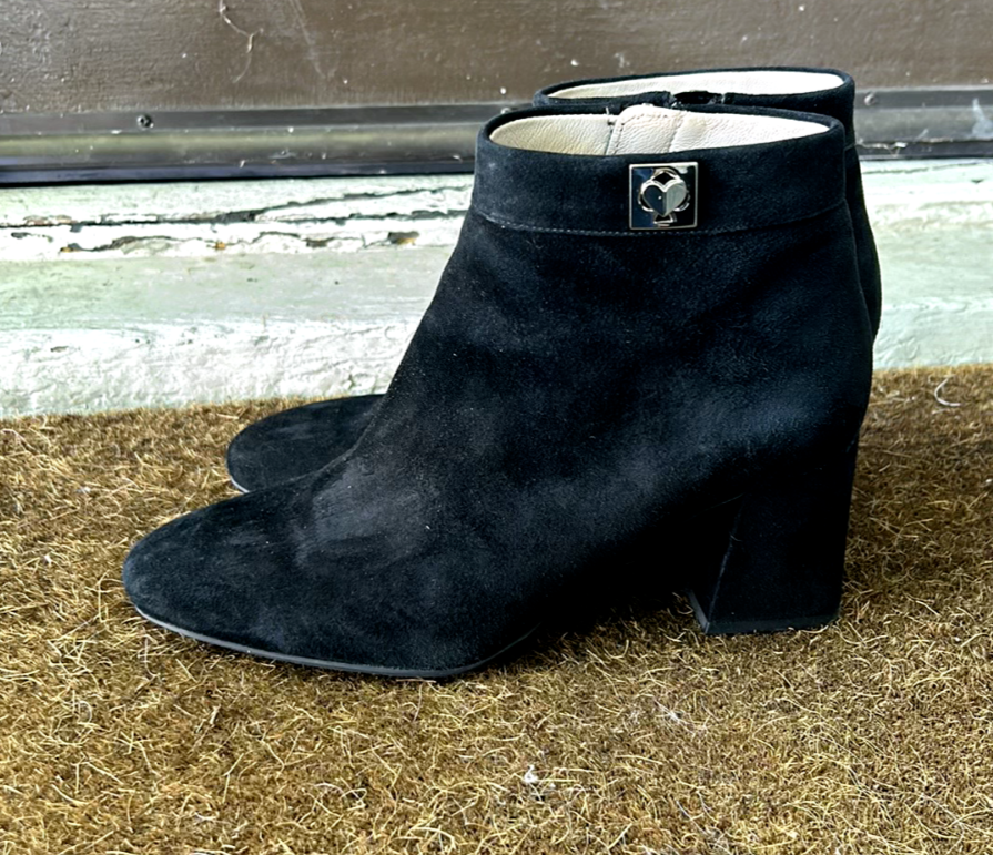 Kate Spade Adalyn Ankle Boots Black Suede Size Booties Fall Boots