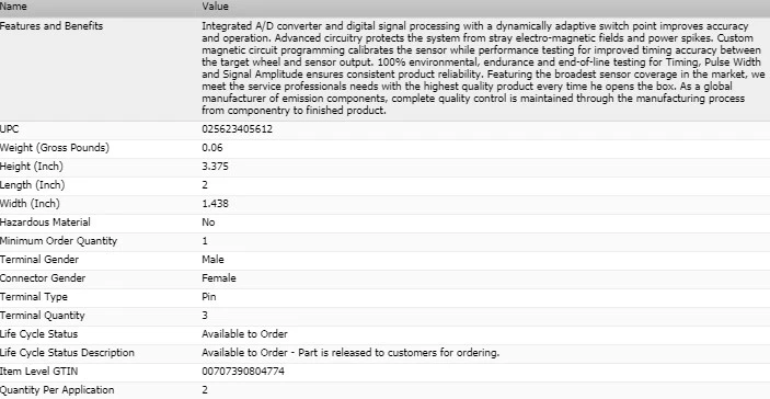 Sensor de posição de eixo de comando PADRÃO para 2008-2014 DODGE AVENGER - Imagem 4 de 4