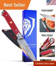 Precision & Style: 3.5” Paring Knife with Crimson ABS Handle – AUS-10V Damascus