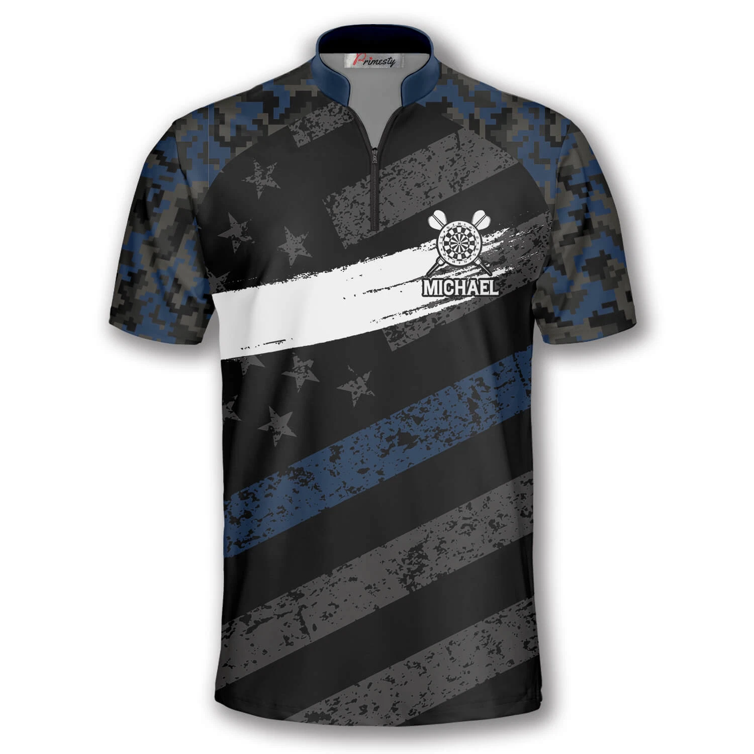 Passionate Blue Camo Custom Darts Jerseys for Men, Dart team Jerseyso