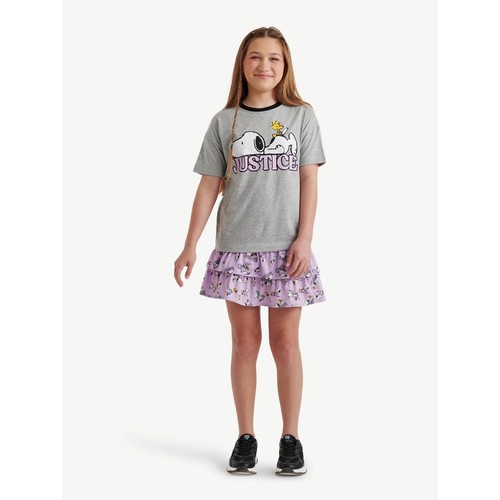 Justice Girls Snoopy Tee and Tiered Skirt Set, Size SMALL 7-8 - Cloudy Heather - Picture 4 of 6