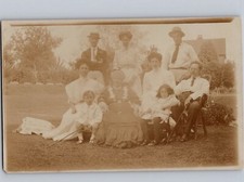 c1910 Wealthy Family In Yard Cane Men Women RPPC Real Photo Postcard