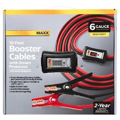 Maxx 6ga 16ft Heavy Duty Booster Cables with Smart Protector