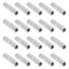 20 Packs 1/4"-20 Round Rod Coupling Nuts, UNC Threaded 1/4-20, Silver 