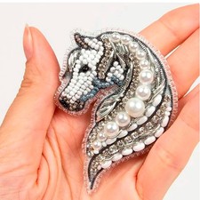 Bead Embroidery Kit - Horse Brooch, DIY Jewelry Kit, Year of the Horse Beadwork