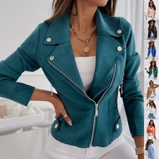 Zip-up Lapel Jacket With Pockets Ins Fashion Long Sleeve Short Tops Women's Clot