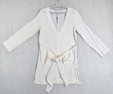 Stillwater Tunic Dress Womens Medium Tie Front Linen Rayon Blend Made in USA