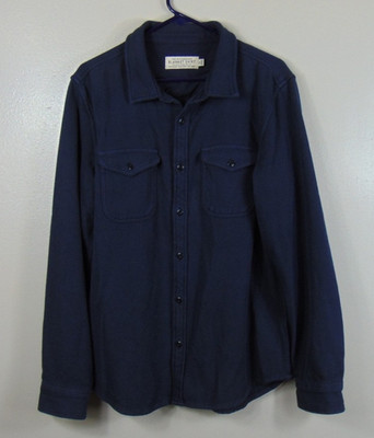 Outerknown Men s Blanket Shirt Blue Heavy Knit Medium Cotton Button Front Shakit