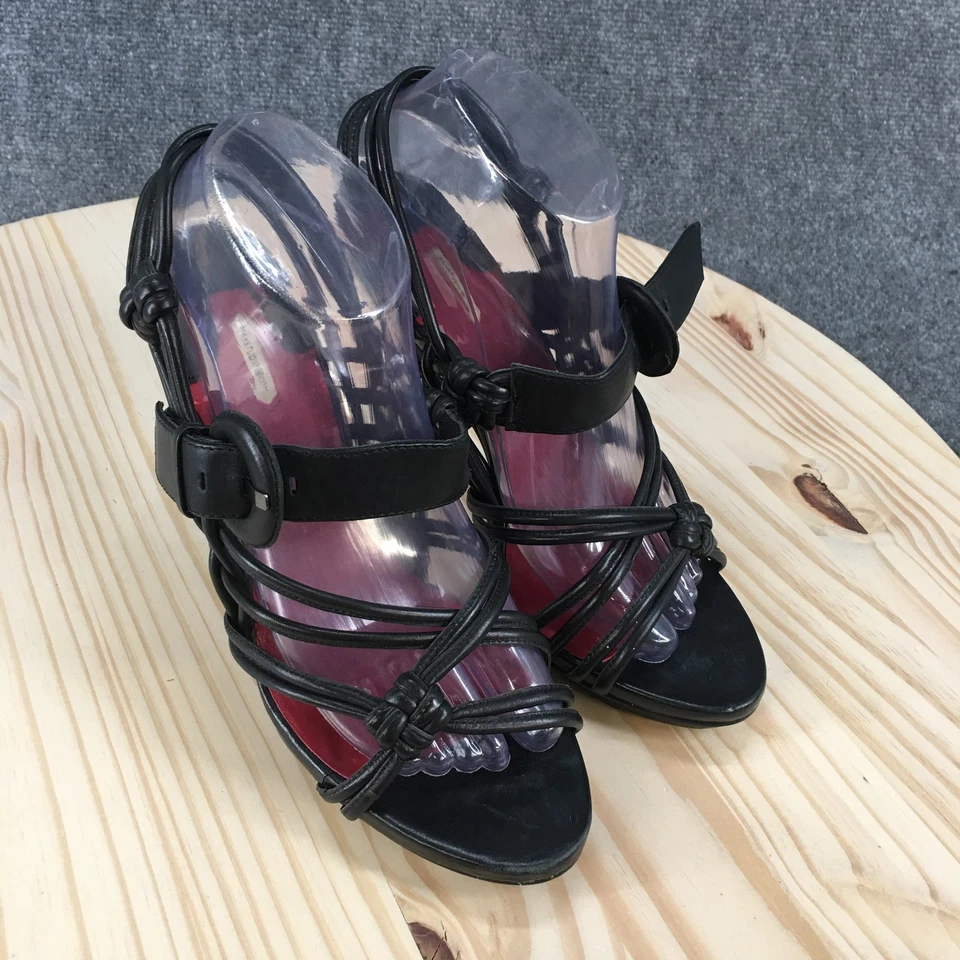 Sandalias Max Studio para mujer 9 M negras Xilinhot cuero con tiras tacones altos informales Foto 3 de 4