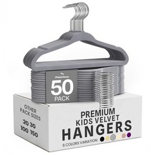 Kids Velvet Hangers 50 Pack 11 Inch Non-Slip Baby Hangers for Baby and Todd...