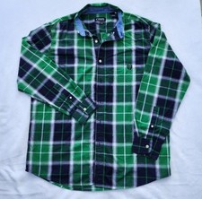 Chaps Checkered Men's Button Down Dress Shirt Size L In Green And Blue