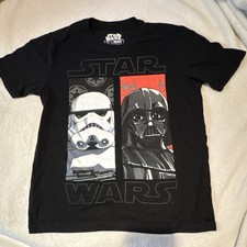 Star Wars Kids T-Shirt Black Stormtrooper Darth Vader Graphic L/G 10/12 