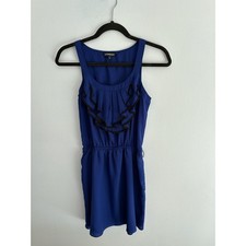 Express Royal Blue Ruffle Mini Dress Wedding Guest Baby Shower XS y2k Bridal