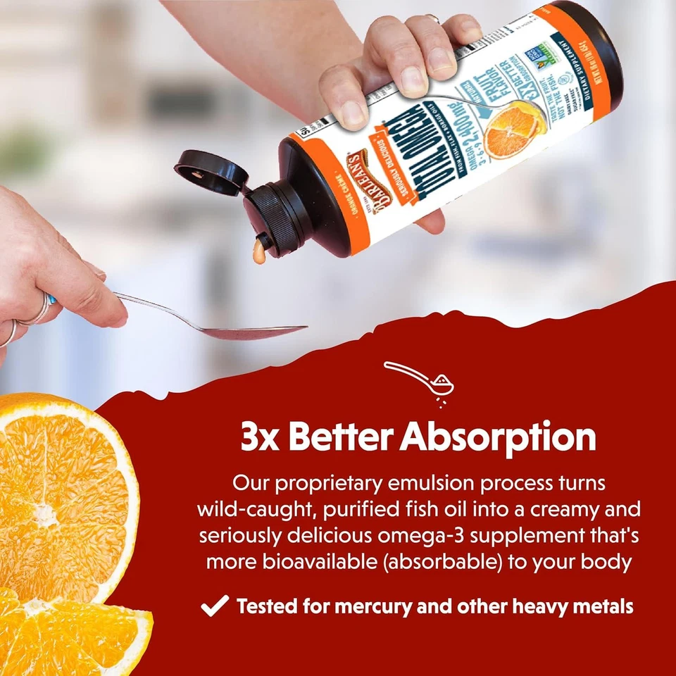 Barlean's Total Omega 3 6 9 апельсиновый крем жидкая добавка рыбьего жира с огуречником - Изображение 4 из 4