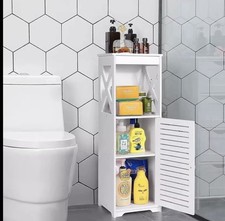 Waterproof Bathroom Storage Cabinet Free Standing Cabinet Organizer Unit White