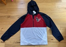 NEW NFL Team Apparel Houston Texans lightweight 1/4 Zip Hooded Pullover Medium