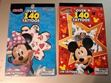 2 pkg. Disney Junior Mickey Minnie Mouse 140 Temporary Tattoos New