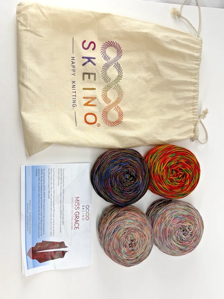Skeino Miss Grace Shawl Kit 4 Gradient Sophia Merino Wool Yarn Skeins Rare - Image 2 of 4