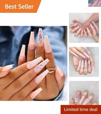 24pcs French Nude & White Ballerina Glossy Press On Nails - Elegant Manicure