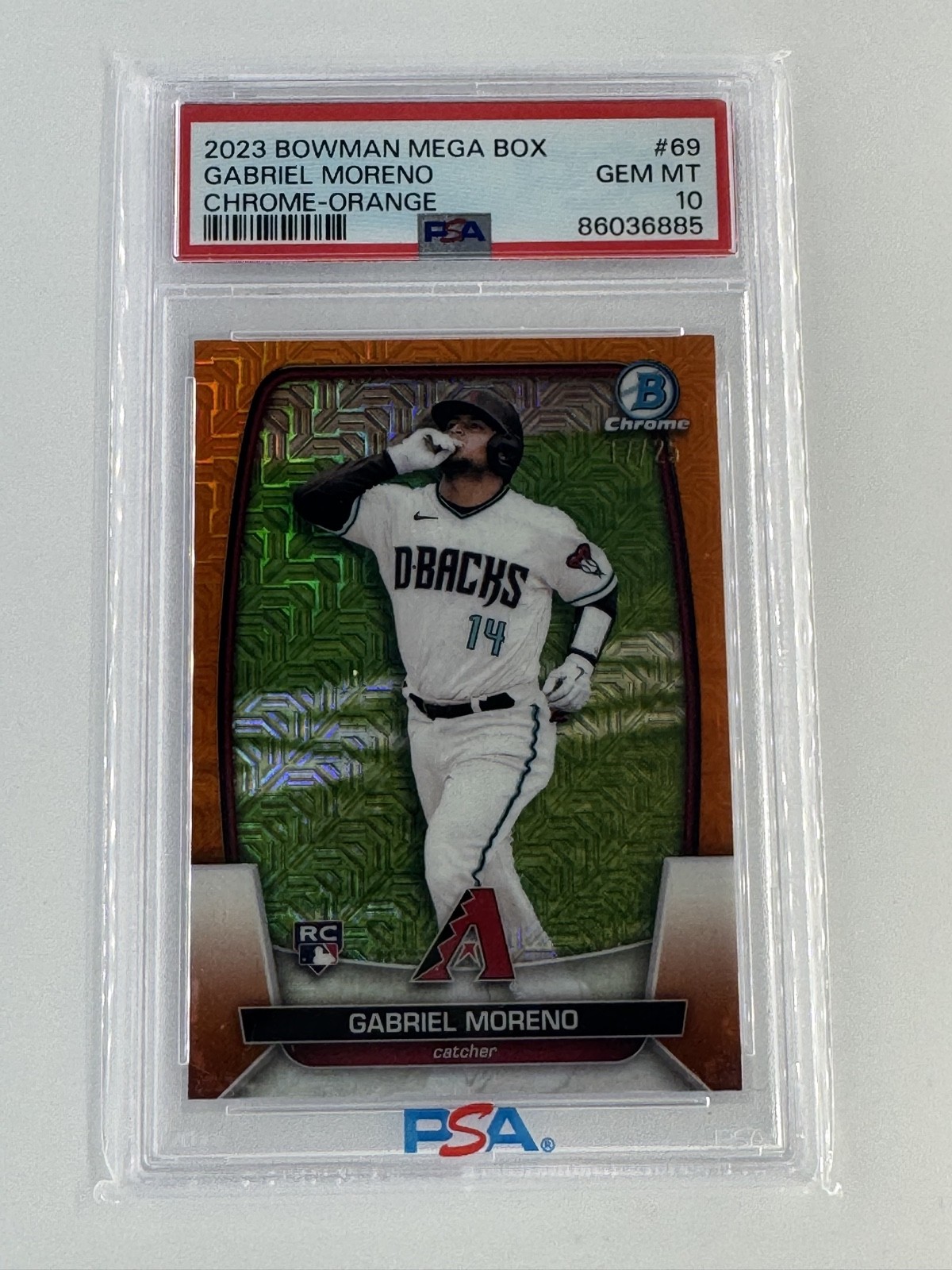 2023 Bowman - Gabriel Moreno Chrome Orange Mojo Refractor /25 PSA 10