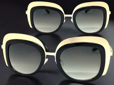 EXAGGERATED Classic Funky Vintage 70s Retro SUNGLASSES Unique Black & Gold Frame