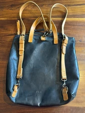 ABLE Abera Convertible Backpack Bag Handbag Tote Purse Black Tan Leather $238