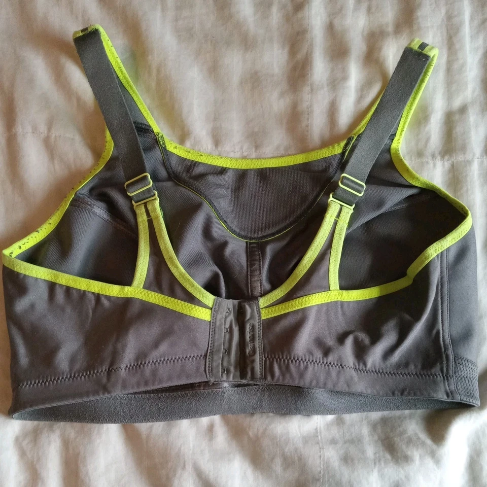 Sujetador deportivo Glamorise gris y verde lima talla 40F Foto 2 de 4