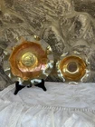 Vintage Jeanette Glass Iris And Herringbone Pattern Marigold Carnival Glass