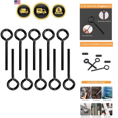 10pcs Black 5/32 inch Standard Hex Dogging Key with Full Loop, Metal Allen Wr...