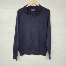 Brooks Brothers Blue Long Sleeve Collared Sweater Size Large