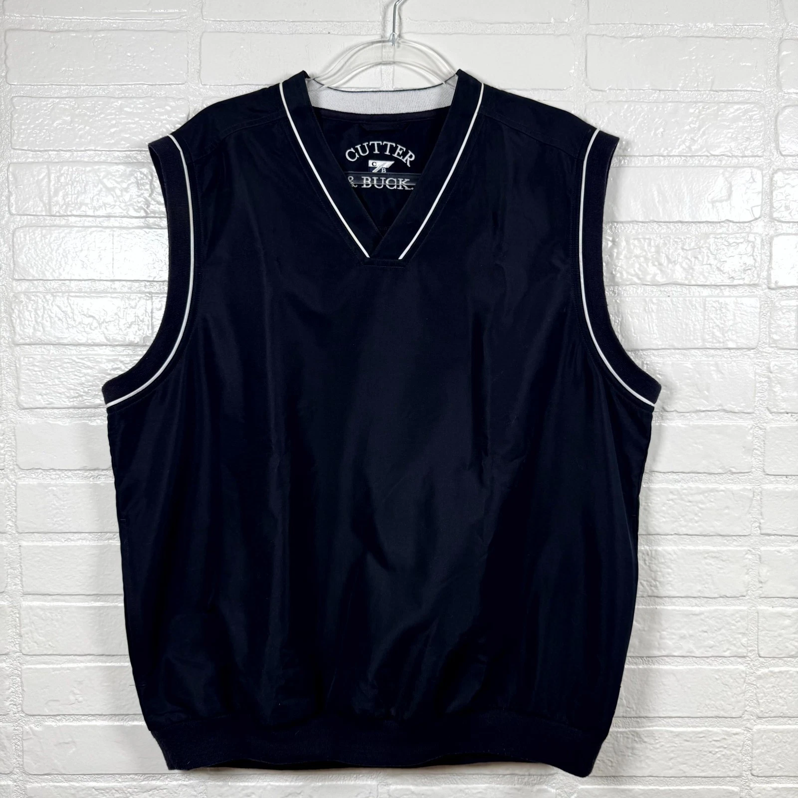 Cutter & Buck Vest Mens Large Navy Mesh Lined Contrast Trim Windbreaker Golfcore