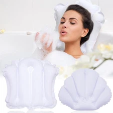 Jetec 2 Pcs Inflatable Bath Pillow with Suction Cup Bathtub As Picture See 