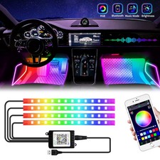48/72 LED RGB Car Interior Ambient Light Kit USB App Remote Music Sync Footwell 