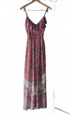 Long Paisley BOHO Maxi Ruffles Spaghetti Strap Dress by Big Strike USA Sz Medium