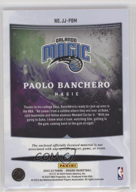 2022-23 Panini Origins Rookie Jumbo Jerseys Red /49 Paolo Banchero #JJ-PBM RC - Image 2 of 2