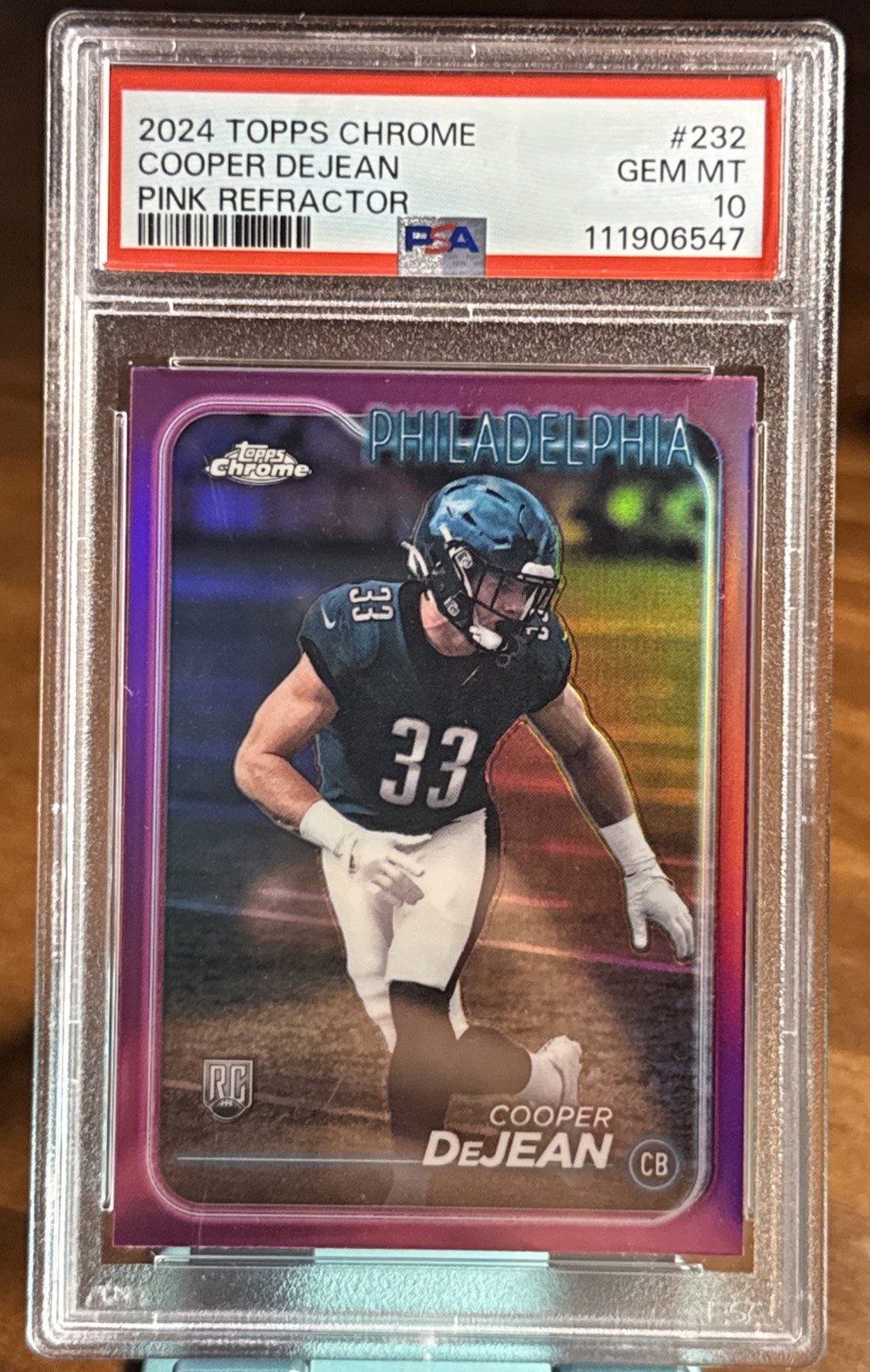PSA 10 2024 Topps Chrome Cooper DeJean #232 Pink Refractor (RC) GM MT! Pop 9 🔥