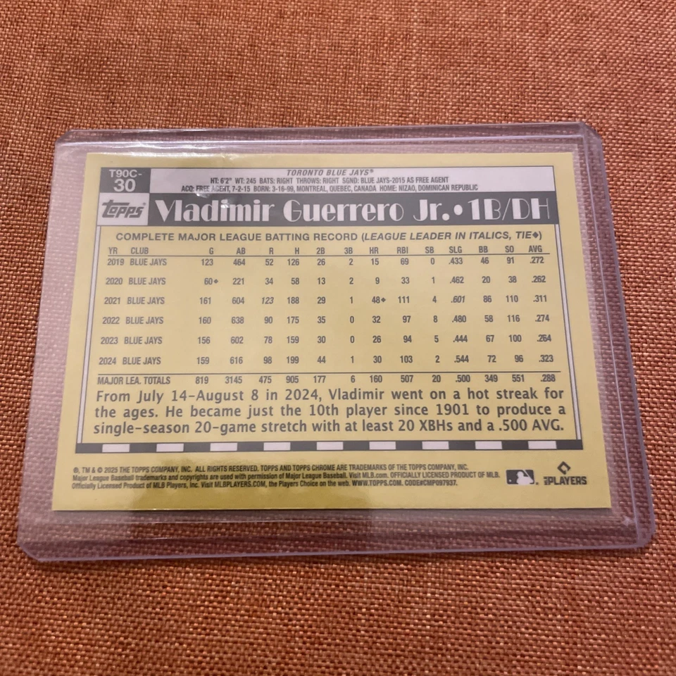 2025 Topps Series 1 1990 Topps Chrome Silver Pack Vladimir Guerrero Jr. #T90C-30 - Image 2 of 2