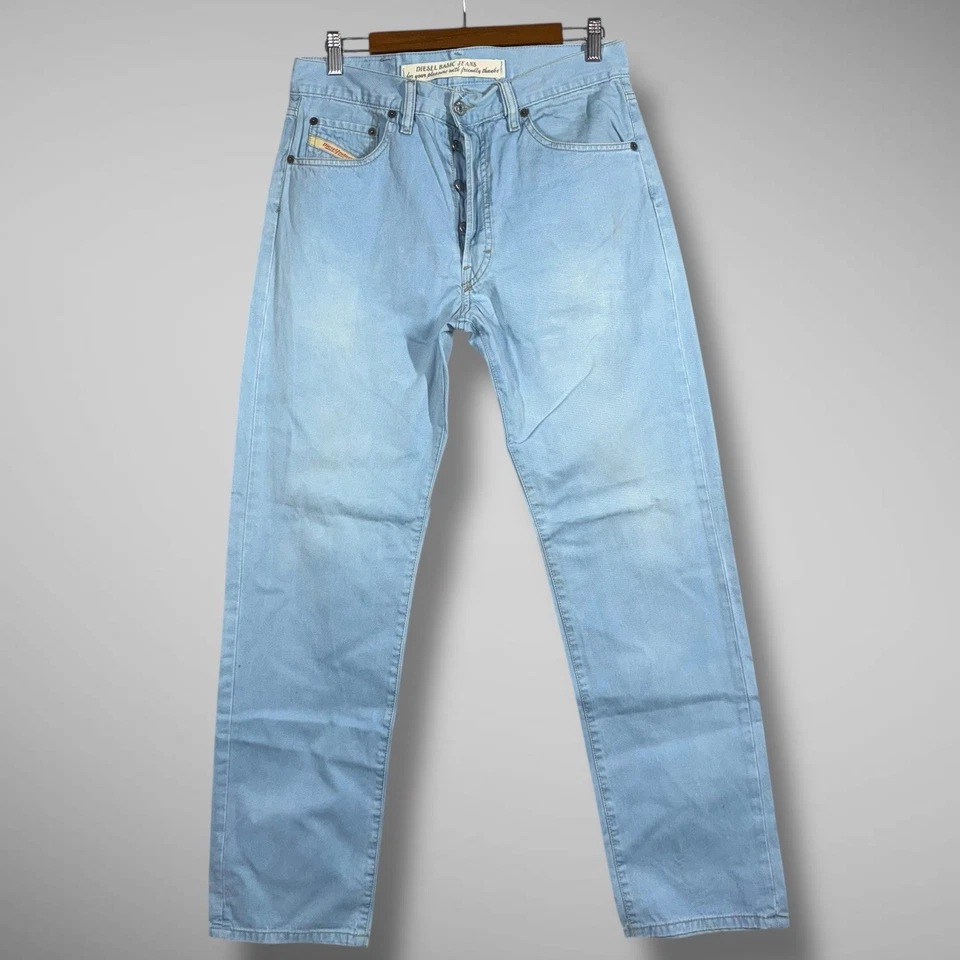 Diesel Keetar Jeans Men 32x32 Straight Fit Light Blue Faded Vintage Casual Italy - Image 2 of 4