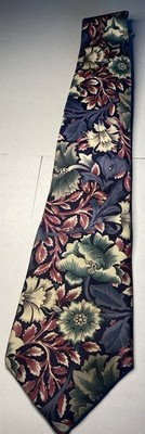 VTG J.T. Beckett Silk Tie Floral Arts  & Crafts William Morris Style Paisley Nav