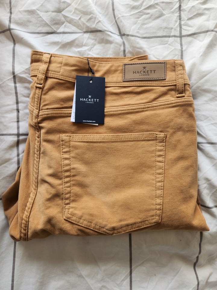 BNWT Hackett London Moleskin 5 Pocket Camel Beige Slim Fit Jeans 38L