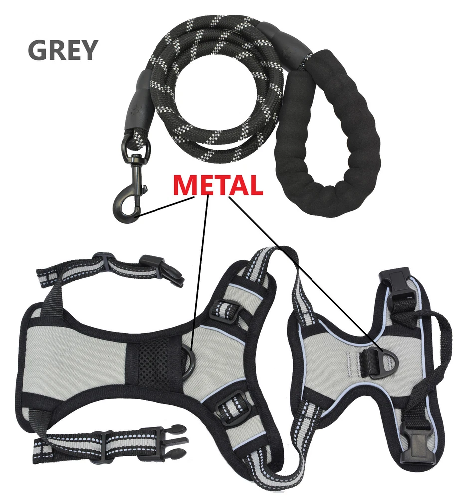 Dog Harness & Training Leash No Pull Control Adjustable Large Handle Heavy Duty