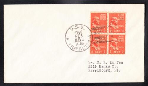 Destroyer USS CHARRETTE DD-581 Fancy Cancel Naval Cover B3316 - Picture 1 of 1