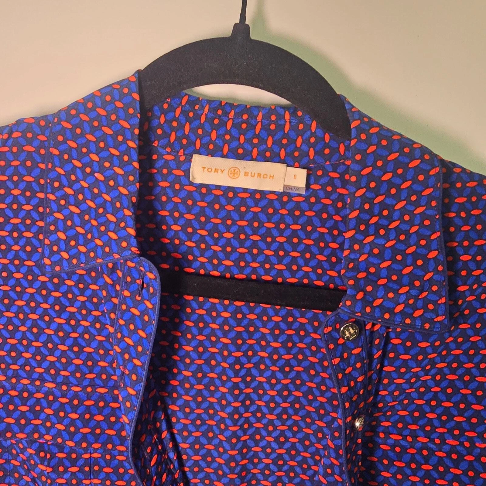 Abito Camicia Tory Burch Seta Rylie Navy Sea Ocho Rios Cintura Taglia 2