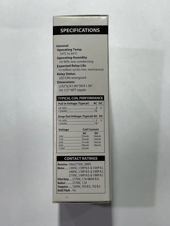 Victory 100, SPDT Enclosed Relay, Coil 10-30VAC, 120V; Contact: 10A@277VAC, - Image 4 of 4