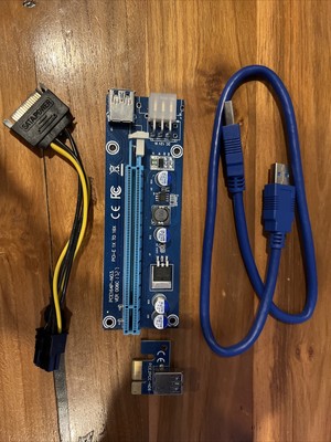 PCI-E 1x to 16x Powered USB3.0 GPU Riser Extender Adapter Card VER 006C Set of 6