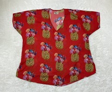 Show Me Your Mumu Womens Size Small Sheer Red Pineapple Floral Print Tunic Top