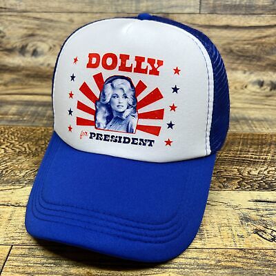 Dolly Parton President Mens Trucker Hat Blue Snapback Country Music  Baseball Cap 